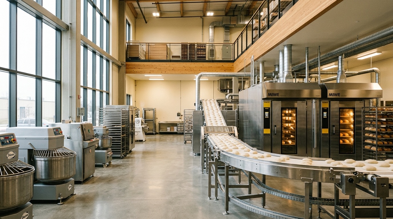 Modern commercial bakery production facility