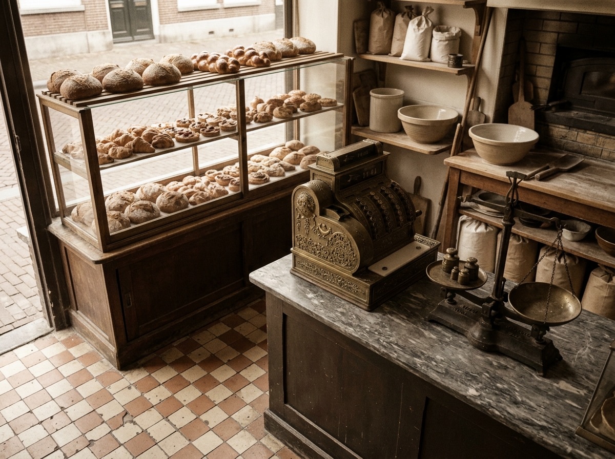 A 1920s neighborhood bakery shop